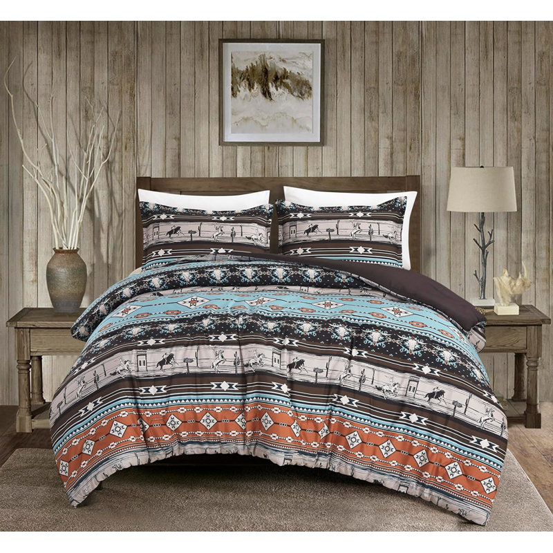 Sawyer Southwestern Cowboys Rodeo Comforter Set, Full Comforter + 2 Standard Shams