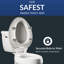 Siège de toilette surélevé 3 po pour personnes âgées de la compagnie d'assurance, barrière de sécurité Clean, charnières de sécurité, allongée, blanc