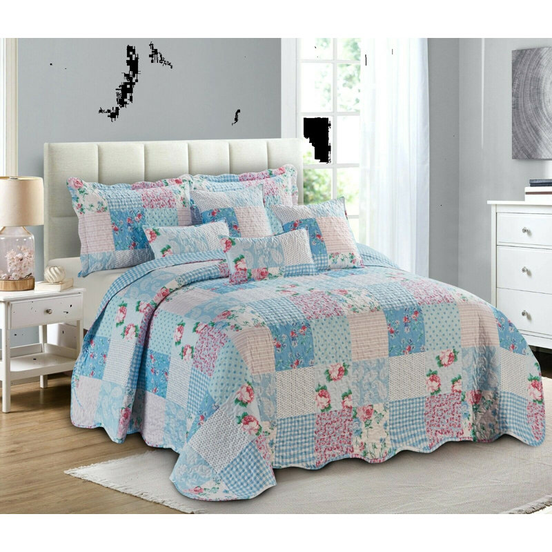 Stanway August Grove Bedspread Set with a pillow, Blue, W235 x L250cm
