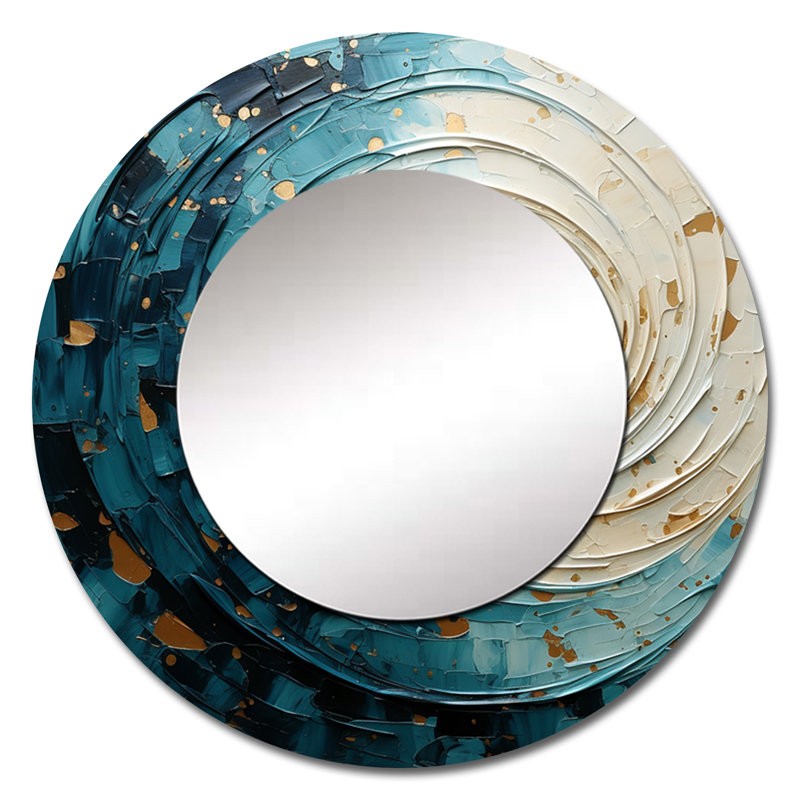 Spirales célestes II - miroir spirales abstraites, 23 po x 23 po, Rond