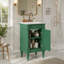 Meuble-lavabo moderne autoportant de 45,7 cm avec lavabo, armoire de rangement avec porte, meuble-lavabo simple pour petits espaces, tablette réglable