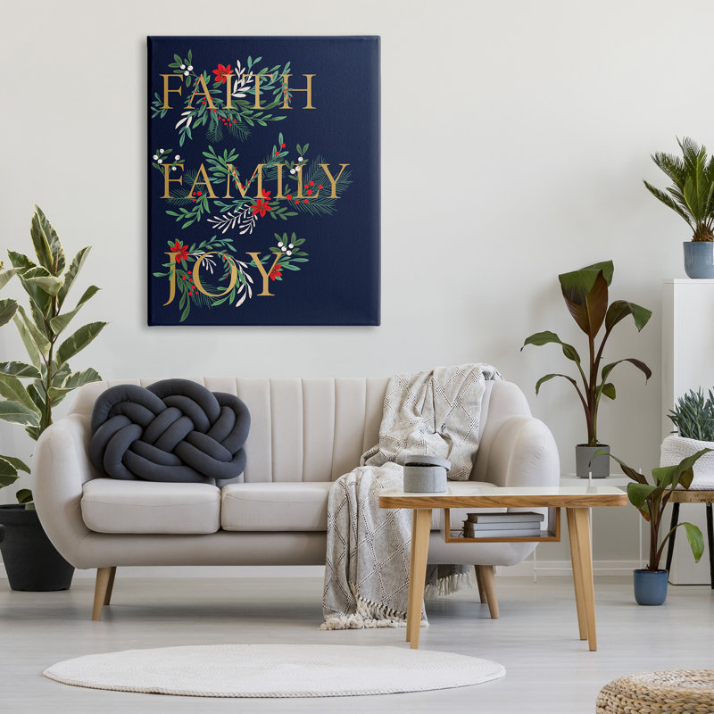 Faith Family Joy Text Traditional, H 48 po x l 36 po, Toile tendue