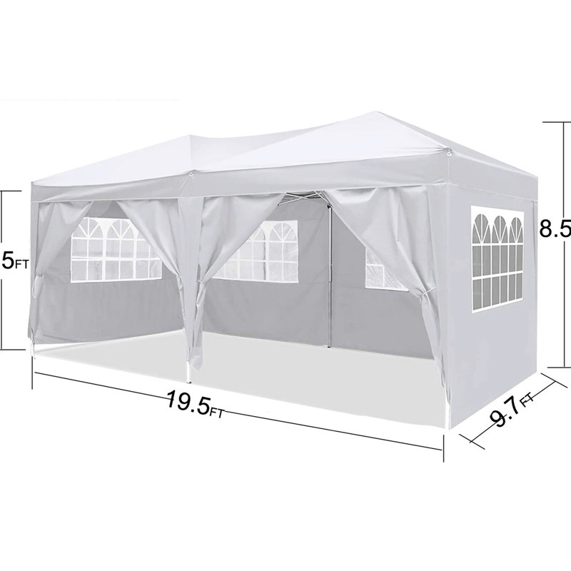 Tente de réception extérieure 10X20 avec 6 parois latérales amovibles et accessoires - Installation rapide, auvent pliant 10'X20 ', look élégant