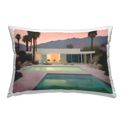 Tranquil Pool at Sunset Decorative Printed Throw Pillow by Noah Bay
