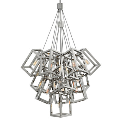 Ensemble Thirteen Light Cluster Geometric Rectangle Chandelier