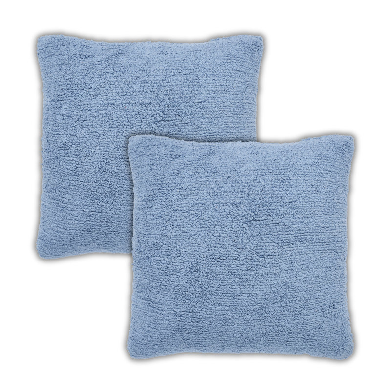 Housses de coussin décoratives en coton touffetées de couleur unie, Bleu, Carré 22 po