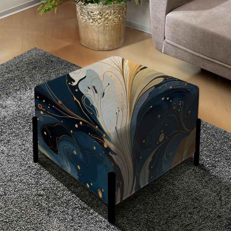 Beige Cosmic Marble Elegant Whirls - Repose-pieds carré en marbre