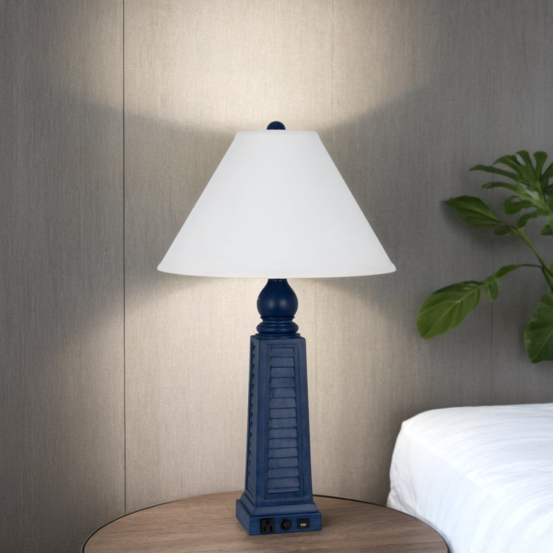 Lampe en résine Dawrin, Bleu marine