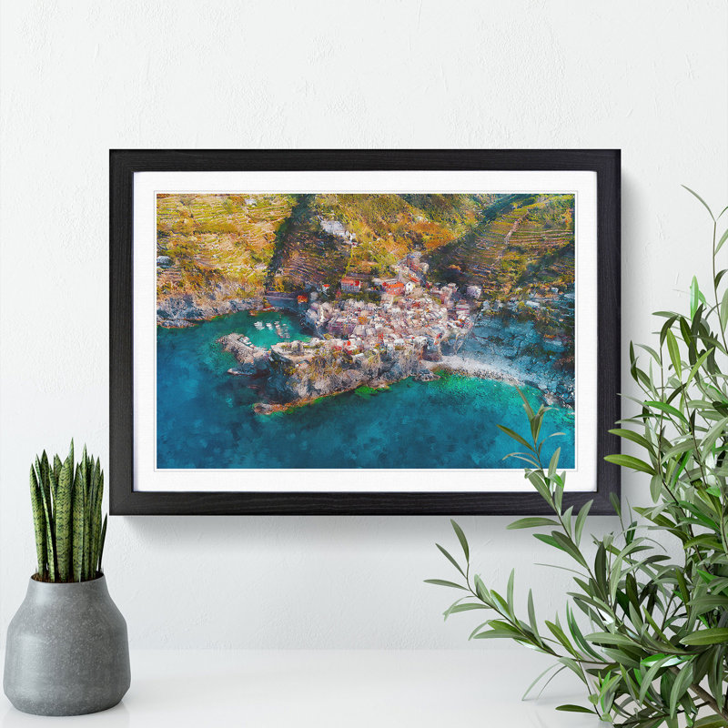 Above Cinque Terre in Italy - Picture Frame Graphic Art, Black Framed, 48cm H x 65cm W x 2cm D
