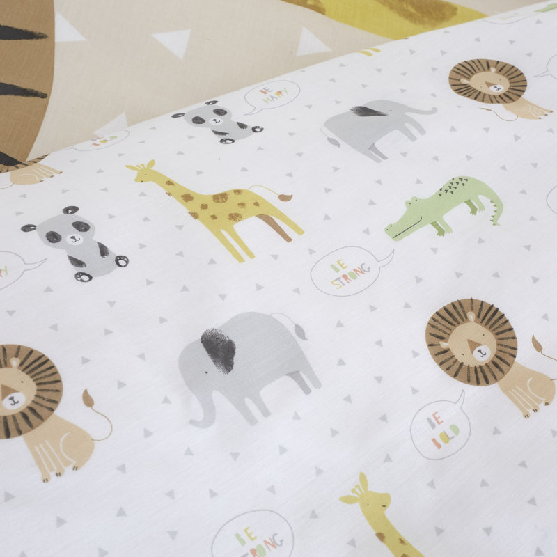 Roarsome Jungle Animals Reverisble Duvet Cover Set with Pillowcase, Single Duvet Cover + 1 Standard Pillowcase
