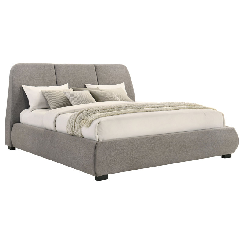 Lit plateforme tapissier très grand Taupe