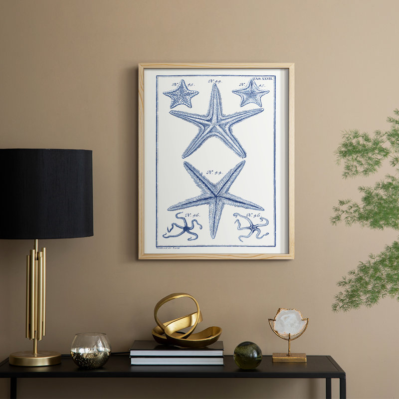 Blue Sea Stars I, reproduction encadrée - bois massif, 15" H x 12" W