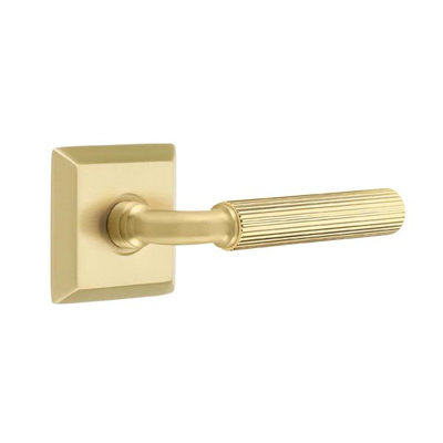 Emtek Select Privacy Interior Mortise w/ Quincy Rosette & R-Bar Stem, Straight Knurled Lever