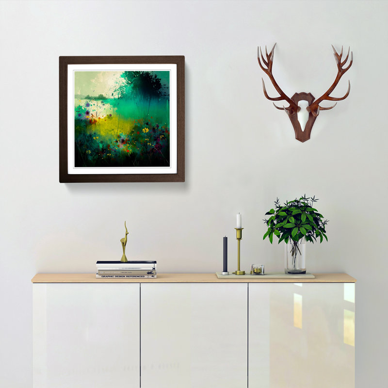 Meadow Abstract Expressionism No.1 - Framed Print, Walnut
