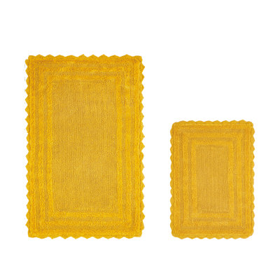 Rasika 100% Cotton Tufted 2 Piece Bathroom Rug Set, Reversible, Super Absorbent & Extra Soft Machine Washable Bath Rug Ideal for Shower & Tub Areas