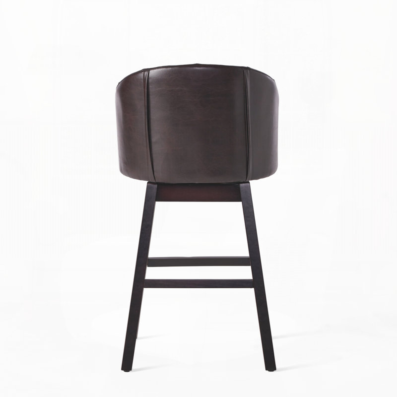 Tabouret tournant à 360 degrés avec garniture cloutée, ensemble de 2, Brun, Brun
