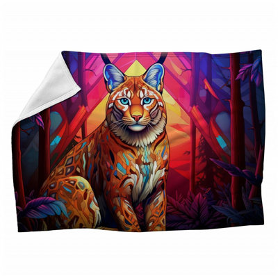 Bobcat Animal Machine Printed Throw Blanket