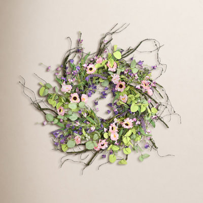 24" Handcrafted Daisy No Holiday Wreath
