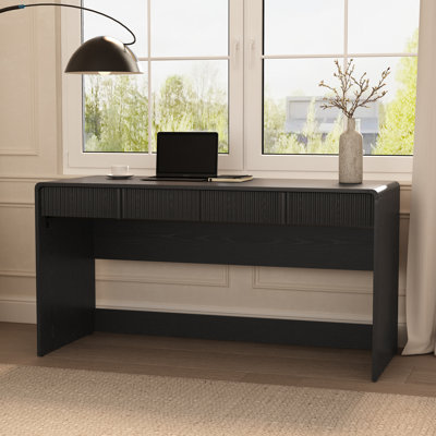 Novara 60" Contemporary 2-Drawer Writing Desk in Black