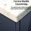 30 po L x P 22 po Meuble-lavabo bleu marine avec comptoir en marbre, robinet, miroir à DEL - à rayures et taches de qualité