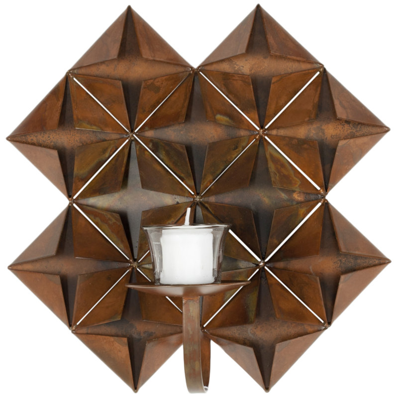 Copper Origami Iron Wall Sconce with Candle Holder