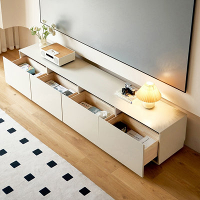 Meuble télé moderne en bois massif blanc