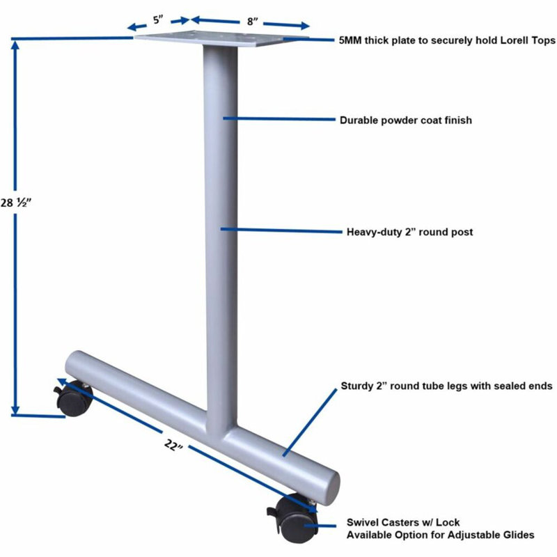 Training Table Base, Silver, 29.50" H x 5" W x 22" D
