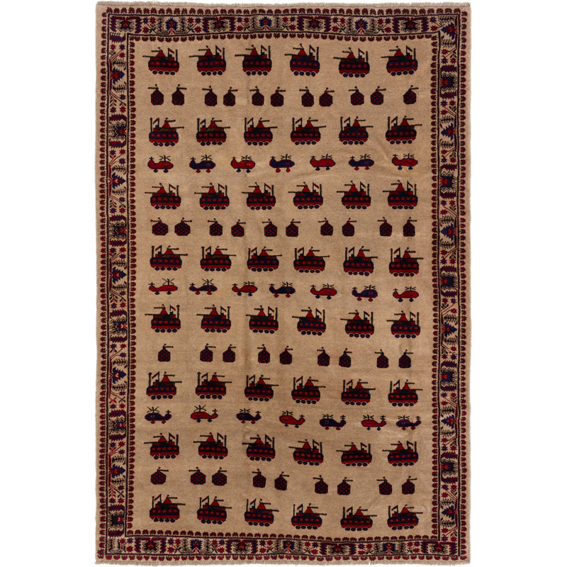 Tapis de bois one-of-kind-noué la 2010 ushak brun clair/rouge 6 pi 5 po x 9 pi zone de laine 6 po Hinckley