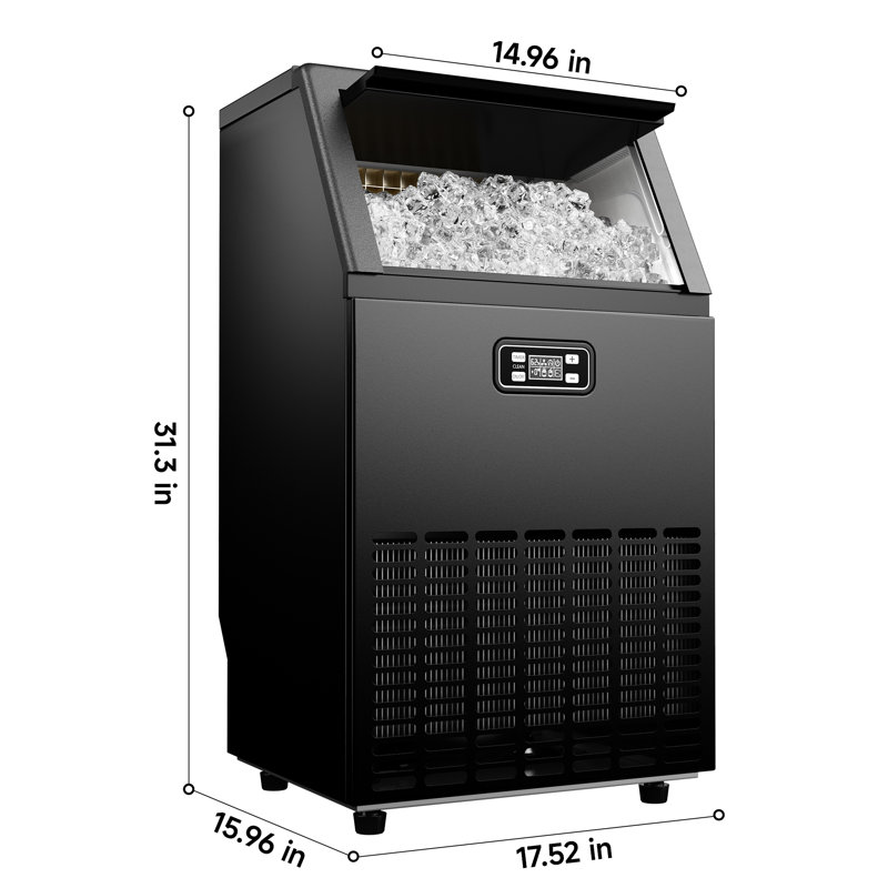 Simzlife 100lb. Daily Production Cube Freestanding/Under Counter  Commercial Ice Maker, Black