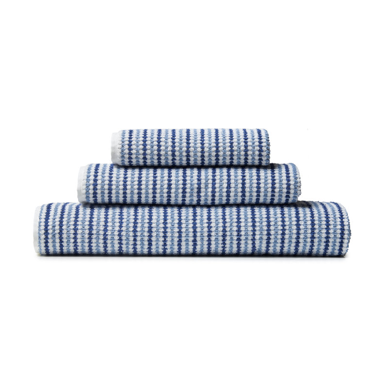 Rice Weave Stripe Cotton Bath Sheet, Blue