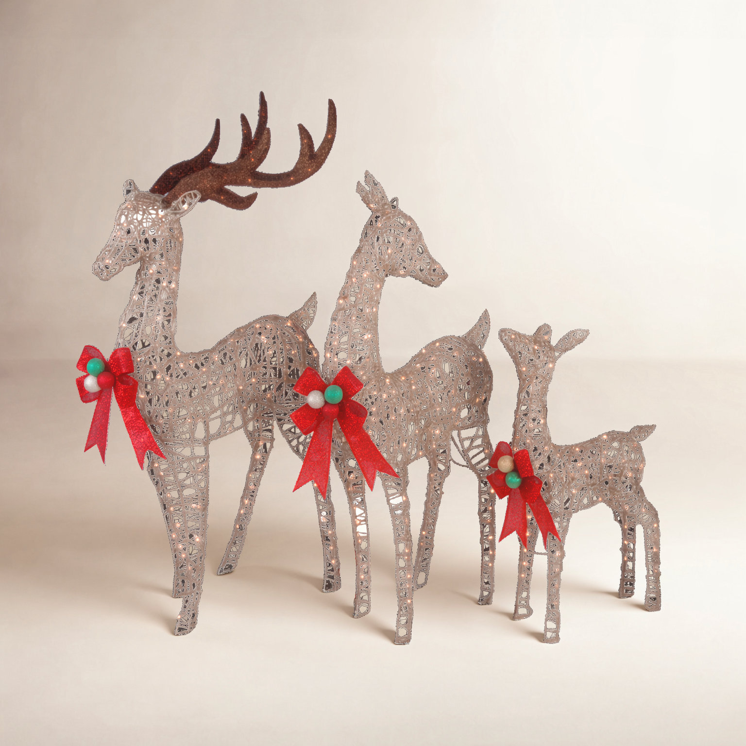 The Holiday Aisle® 3-Piece Lighted Deer Set