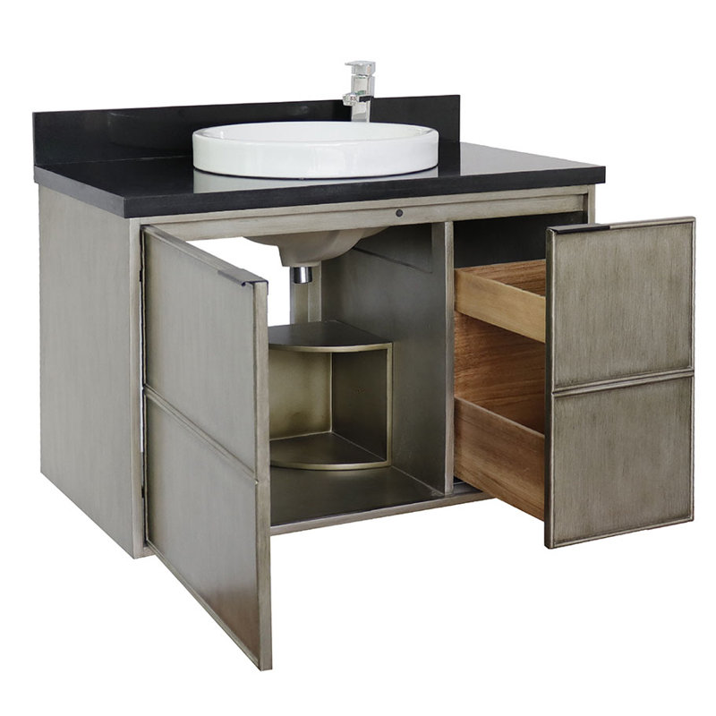 37'' Single Bathroom Vanity with Granite Top, Black Galaxy