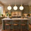3 -Light Kitchen Island White Glass Pendant