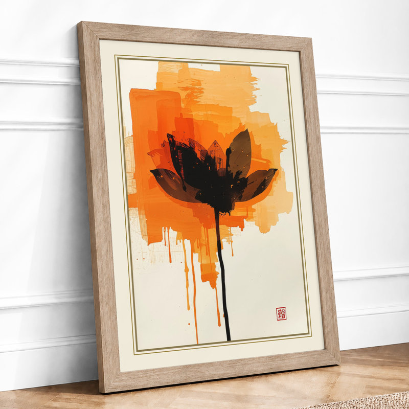 Amber Bloom Botanical - Framed Print, A2 - 59.4 x 42.0 cm, Oak