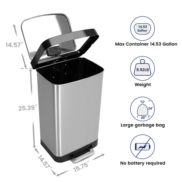 Innovaze 13.2 Gallons Steel Step On Trash Can & Reviews