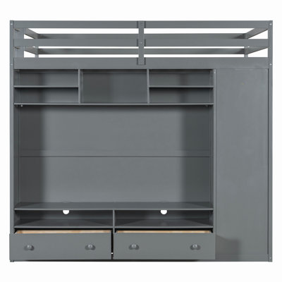 Loft Bed with Drawers, Shelves and Light
