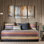 Housse de lit de jour 6 pièces, conception réversible à rayures multiples, matelas simple, housse, 3 taies décoratives, coussin décoratif, décoration facile à laver, ajustement du matelas, lavable à la machine