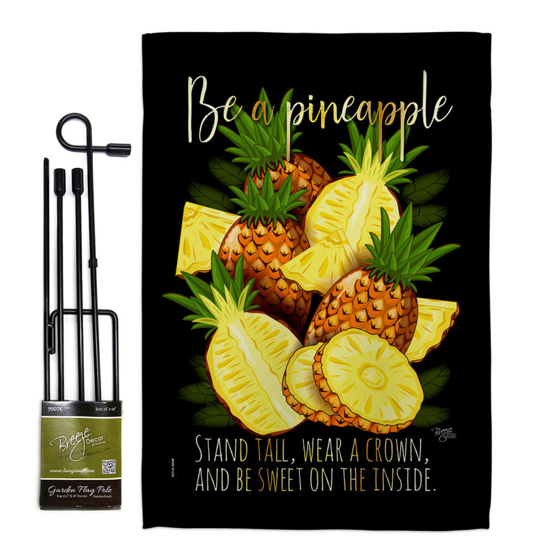 Drapeau de jardin en polyester 3 x 18,5 po Be A Pineapple