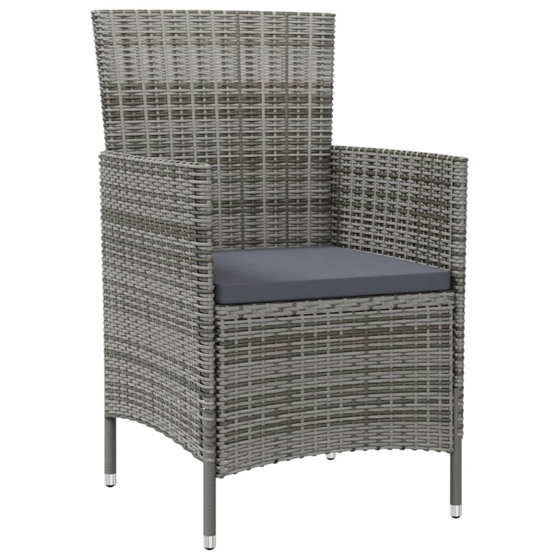 Chaise de patio avec coussin, Gris foncé, Gris
