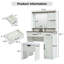 Coiffeuse blanche avec miroir, lumières, 3 modes, 2 tiroirs, tablettes réglables, armoire latérale pour miroir et armoire de coiffeuse de style chambre à coucher