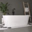 Baignoire autoportante Fslefay 67'' en acrylique, baignoire profonde avec bonde chromé à clapet et trop-plein intégré pour salle de bain spa, blanc brillant