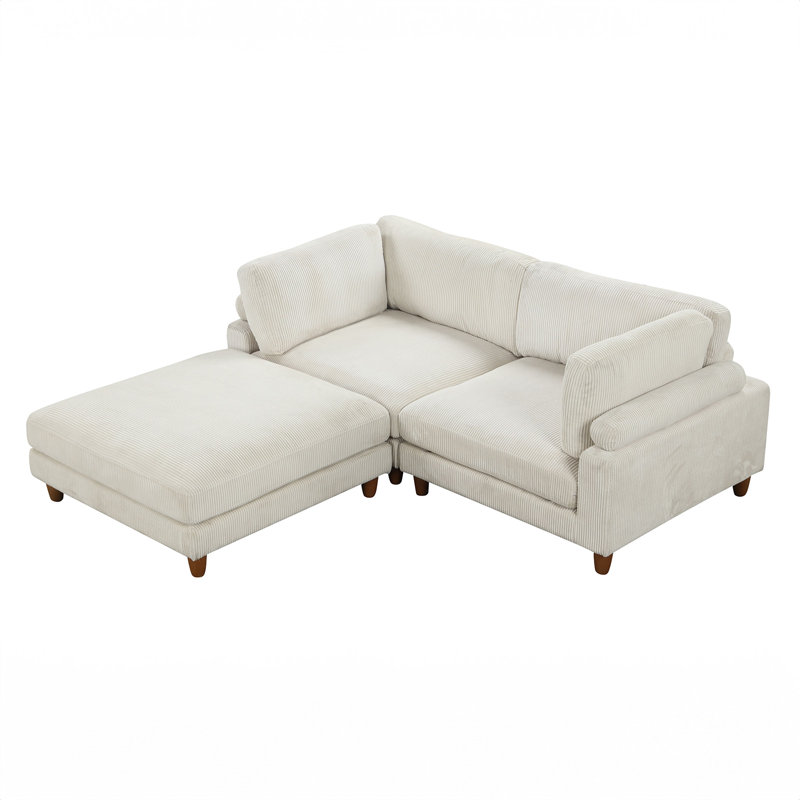 Cheston 3-seat Modular Sectional, Beige Corduroy