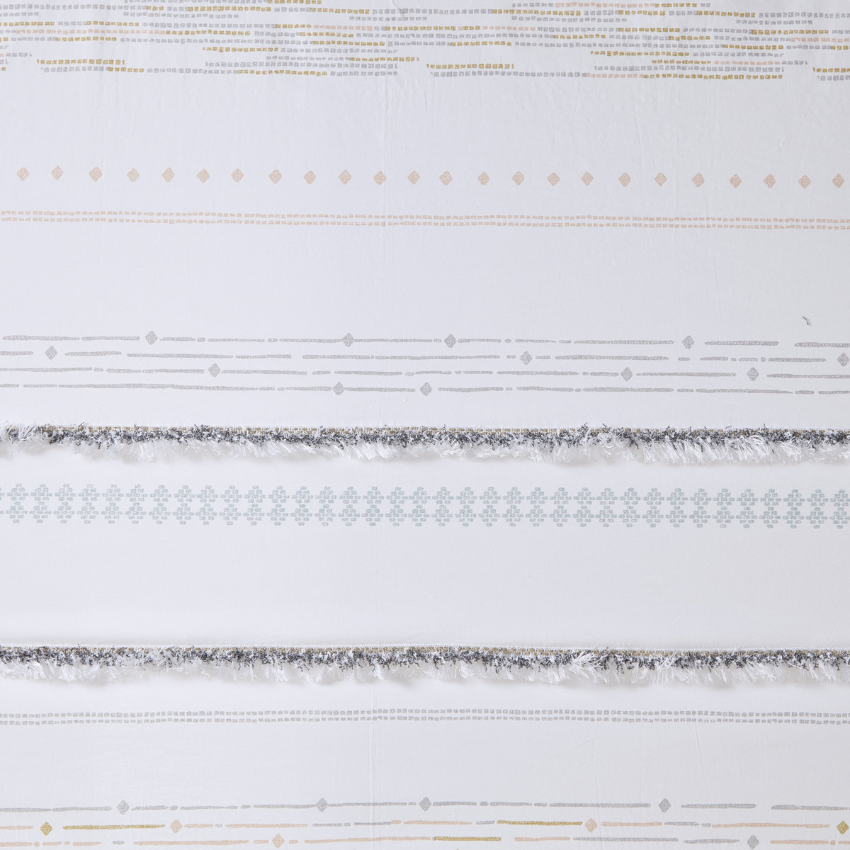 INK+IVY Tenda Doccia In Cotone 100% Con Nappe E Stampa Righe Boho, 183x183 Cm, Bianco/Grigio, Lavabile - 2
