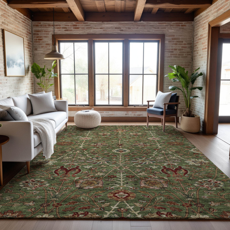 Tapis floral lavable à la machine de qualité supérieure Dahl AMF1085, Rectangle 10 pi x 14 pi
