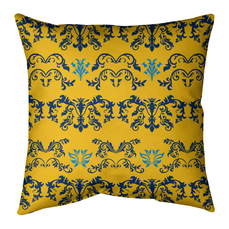 Housse de coussin Los Angeles Flash Football Baroque, Jaune/Marine/Bleu, Faux lin, 18" x 18"