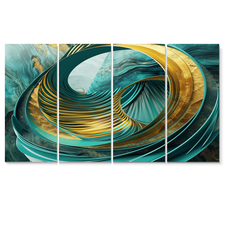 Nylah - art mural vagues 4 pièces, H 28 po x l 48 po