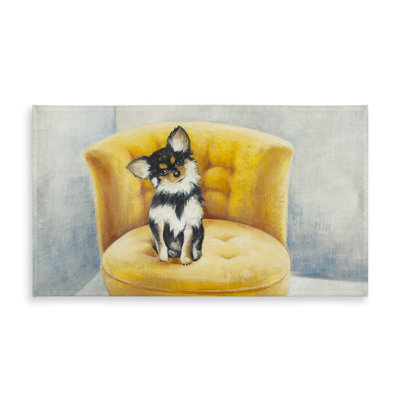 Gray Contemporary Tablecloth - Chihuahua on Yellow Armchair