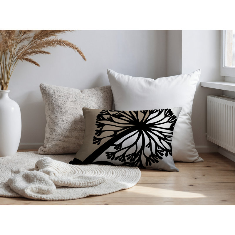 Oreiller rectangulaire réversible intérieur / extérieur Aldy, Beige, Rectangle H 14 po x l 20 po