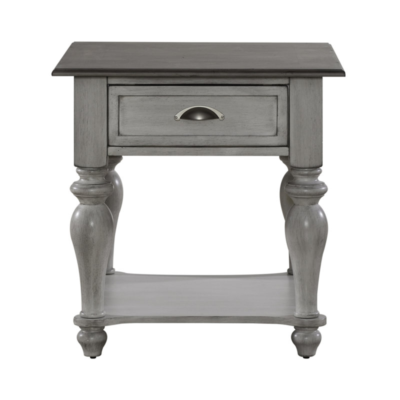 Cassady Drawer End Table w/ Shelf, White