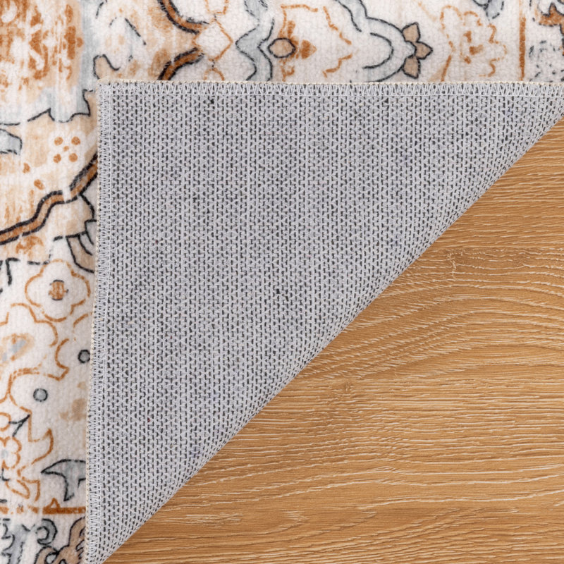 Tapis de cuisine antidérapant lavable à la machine, Orange / blanc